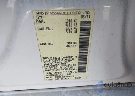 2013 Nissan Altima 2.5 S z USA, uszkodzony, nr VIN 1N4AL3AP1DC280966